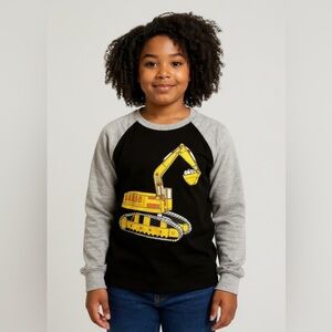 Kids Long Sleeve Construction Shirt - Black and Gray